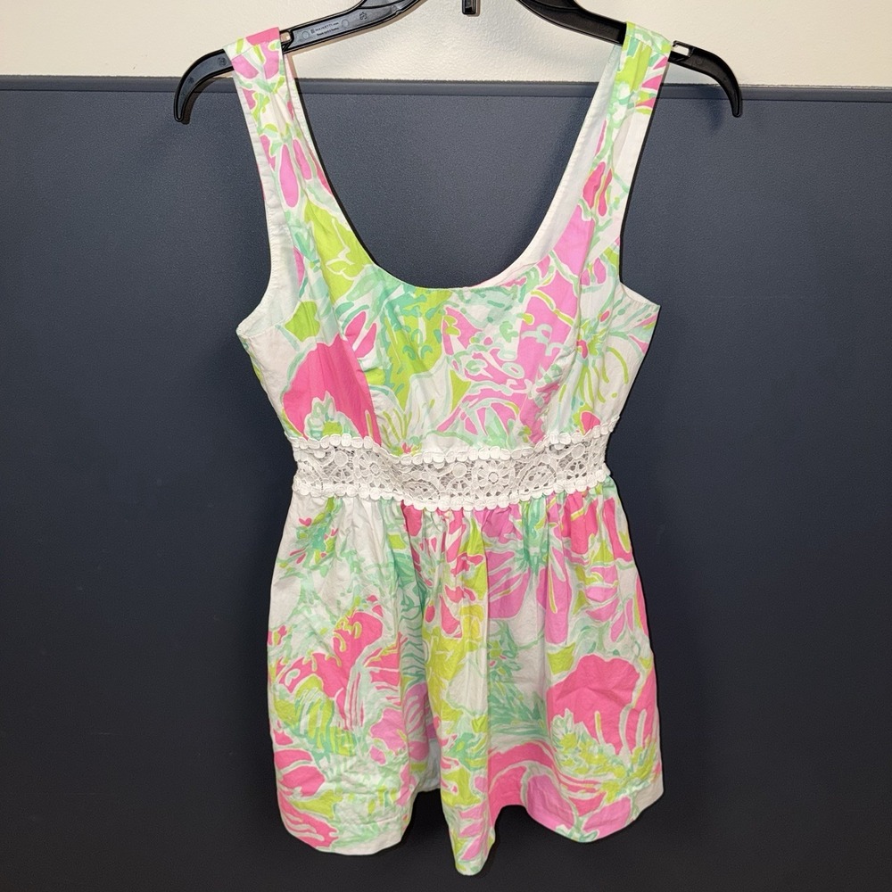 Lilly Pulitzer Rosemarie Pink Flamingo Don't Give A Cluck Dress Size 4